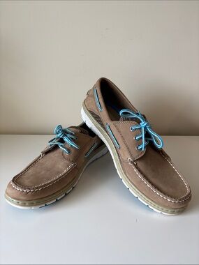 Sperry Topsider Men's Tan/Blue Billfish Ultralite 3-Eye boat shoes 11 EUC